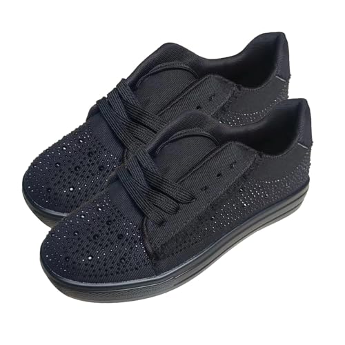 Baskets pour femme noir brillant strass et paillettes chic