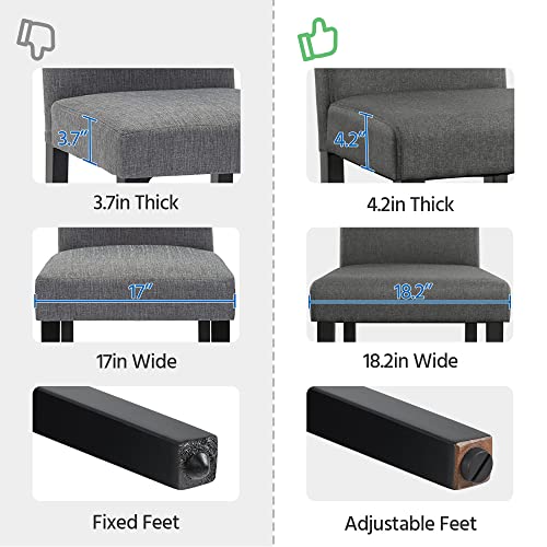 Topeakmart Dining Chairs Dining Room Chairs Fabric Upholstered Parson Chairs Kitchen Living Room Chairs Padded Side Chairs With Solid Wood Legs Set Of 4, Dark Gray Dark Grey #TOP6