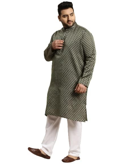 Image of SOJANYA (Since 1958, Men's Silk Blend Grey Kurta Pyjama & Silk Blend Jacket Combo