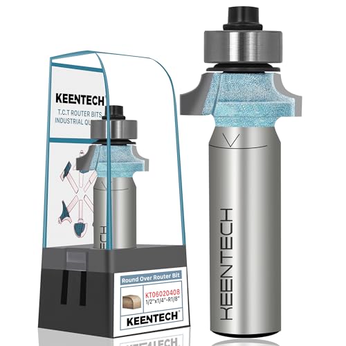 Image of KEENTECH Round Over Router Bit, 1 /2 inch Shank x 3 /4 inch Dia x 1 /8 inch Radius | Industrial Grade, Tungsten Carbide Tipped, 10X Lifespan, Woodworking