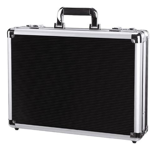 Metal Document Bag with Lock Aluminum Locking Briefcase with Handle Aluminum Attache Case with Foam for Valuables and Home Documents Travelling Bag Cosmetic Bag (17.72×12.99×4.33, without foam)