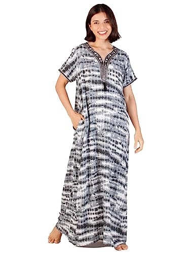 Image of Evolove Women's Viscose Liva Long Maxi Night Gown Nighty Dress with Pocket, Super Soft Comfortable (LNG-Rayon)