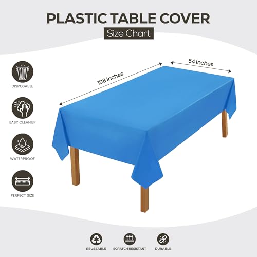 Nappe plastique jetable bleue lot de 6 pour buffet et réception