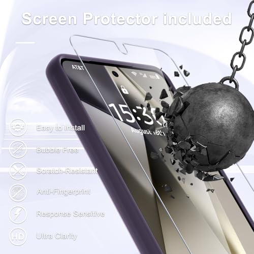 Image of YENAPOON for Samsung Galaxy S25 Edge Case, Matte Magnetic Phone Case with 1 Screen Protector, Support for Magsafe, Translucent Frosted Shockproof Protective Cover for Samsung Galaxy S25 Edge, Purple