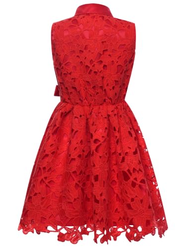 Vestido concurso infantil de encaje sin mangas con lazo para comunión 4