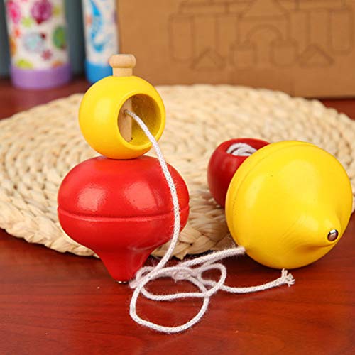 CLISPEED 2 Peças de Pião de Madeira Brinquedo de Atividade Giratória Giroscópio de Madeira Trompos B