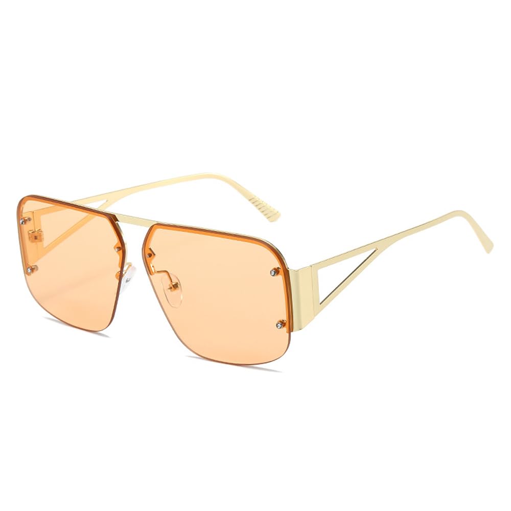 Sibeg Vintage Rimless Women Sunglasses 2024 New Trending Punk Candy Color Sun Glasses Female Shades UV400 Gradient Eyewear(Color:Beige)
