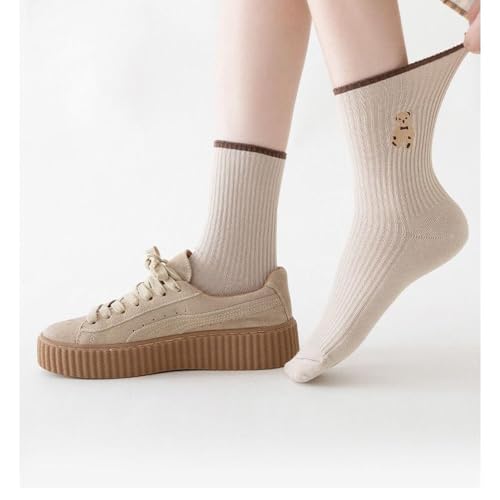 6 Pair Womens Cute Cotton Socks Funny Bear Japanese Casual Athletic Ankle Crew Socks For Women 7