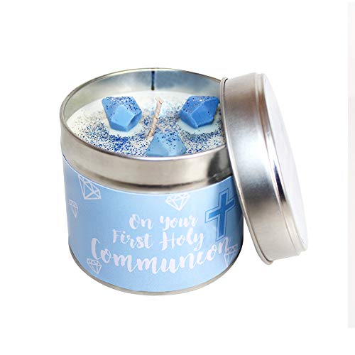 On Your First Holy Communion (Blue) Handmade Scented SOYA Candle Tin - Made to Order/Handmade