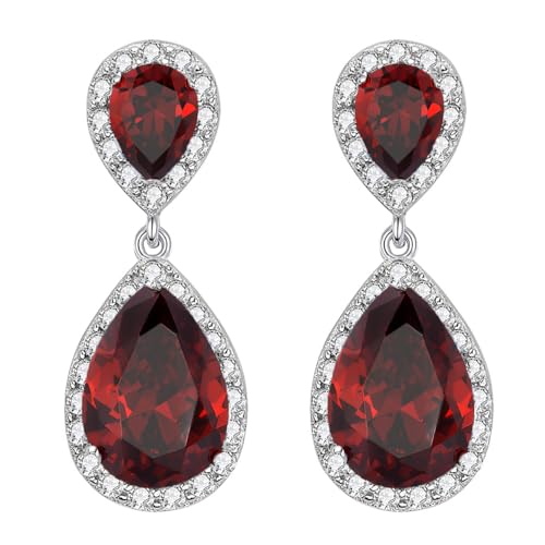 Image of SELOVO Bridal Teardrop Drop Earrings Pierced /Clip Earrings Cubic Zirconia Silver Tone