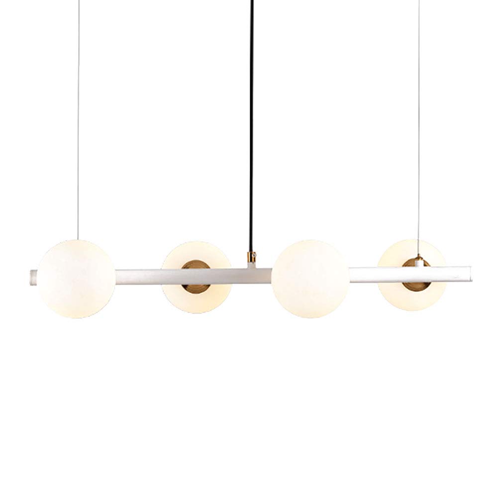 Ultimetile Mid Century Modern Ceiling Light Vintage Starburst Chandelier with White Frosted Glass Globe Lampshade Pendant Lighting for Kitchen White 4 Lights