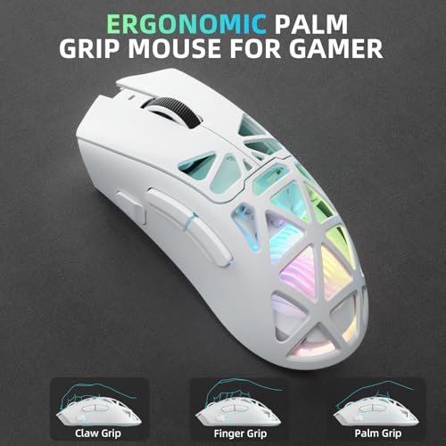 Aula SC620 Wireless Gaming Mouse, Tri-Mode 2.4GHz/USB-C/BT5.3 Computer Mouse with 12000 DPI, Programmable Macro Gamer Mouse with Rapid Fire Key, RGB Light White Gaming Mice for PC/Laptop/Mac by Strikonx - Image 9