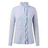 Generisch Long Sleeve Women's Tops Shirt Blouse Women's Tops with Striped Print, V-Neck, Blouses, Loose Long Sleeve Shirts, Reffule Top, blue, XL #3