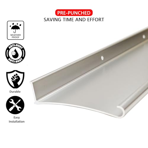 Extra Wide 5.12" W 55.1" L Door rain drip Guard Over Door, Aluminum Rain Diverter,Rain Gutters,Door Edge Guard for Exterior Doors Window & House Roof,Flashing,Water Deflector,Drip Cap,Silver,1PCS by DAILISEN - Image 4
