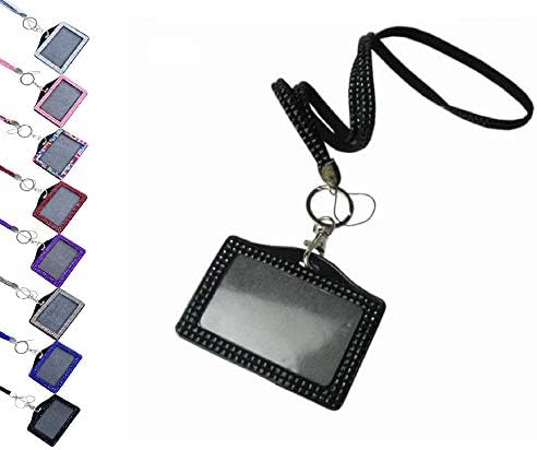 INFINITY UK ID Card Badge Rhinestone Lanyard Holder Horizontal/Landscape (Purple) cardholder Neck Strap Credit/Oyster Cards Identity Cruise Office Staff College Students, Sparkly, Diamante Bling