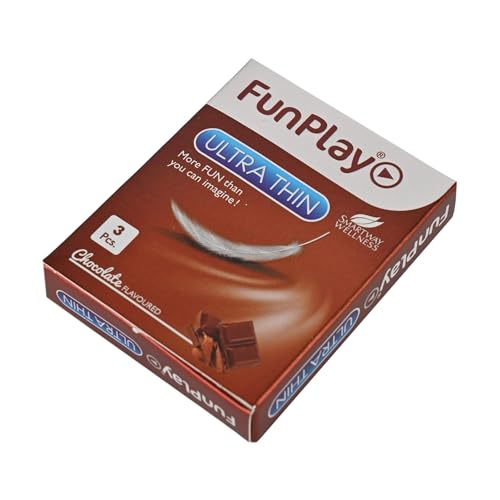 Image of FunPlay Ultra Thin Chocolate Flavoured Condoms - 3 Pcs | Premium Latex for Men | Ultra Sensitive Feel | Discreet & Safe Protection | Smooth Lubricated Flavoured Condoms