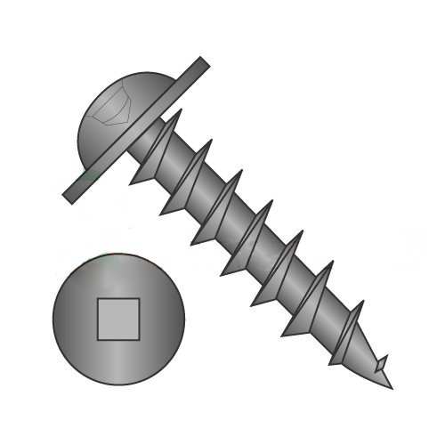 #10 x 3/4" Deep Thread Wood Screws/Square/Round Washer Head/Steel/Black Oxide/Full Thread (Carton: 5,000 pcs)