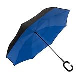 ShedRain Unbelievabrella Inverted, Upside Down, Windproof & Rainproof Car Umbrella Hands Free CShape Handle Heavy Duty, Double Layer Reverse Canopy Protects Men & Women Outdoors from Wind & Rain