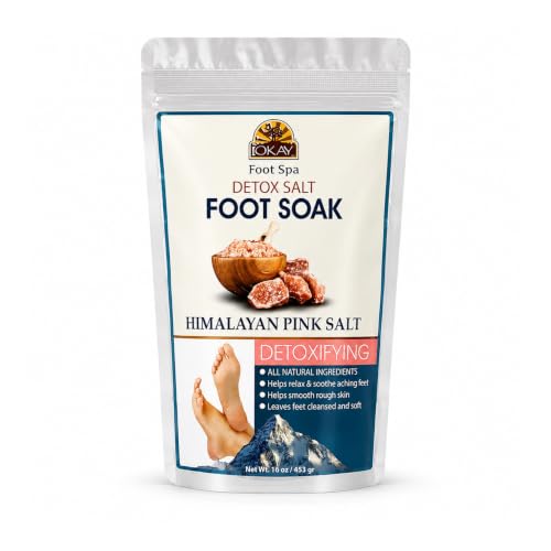 OKAY Himalayan Pink Salt Foot Soak 16 oz - Mineral Foot Soaking Salt for At-Home Foot Care, Relaxing Warm Water Soak for Clean, Refreshed-Feeling Feet, Self-Care and Pedicure Routine