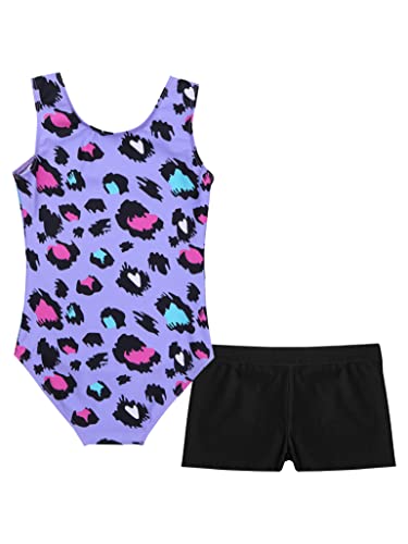 Moggemol Kids Gymnastics Leotards For Girls Ballet Dance Unitards Biketards Athletic Shorts Activewear Sets Purple 8 Years #TOP3