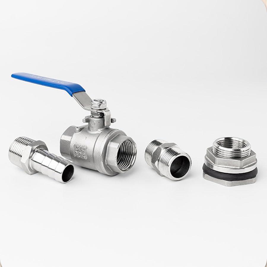 Válvula pasamuros de 3/4" con interruptor de bola, codo de 90° y conector de manguera 14mm 4