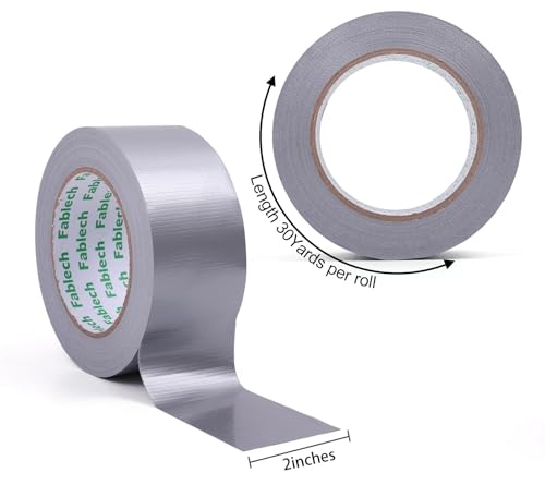 Image of Duct Tape Heavy Duty 2 Inch x 30 Yards,9 Mil Thickness Strong Adhesive,Flexible,Waterproof,Tear by Hand,DIY, Industrial & Professional Use(Silver)