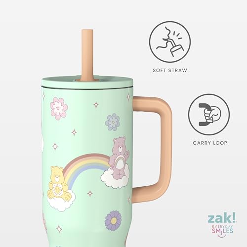 Image of Zak Designs Care Bears 30oz Spill-Proof Insulated Stainless Steel Tumbler | BPA Free, Silicone Straw, Handle, Cupholder Friendly, Dishwasher Safe, For Office, Home, Travel, Work, Gym, Fitness