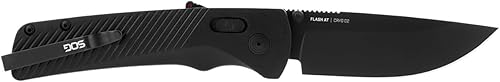 Miniatura 2 de SOG Flash AT para uso diario, cuchillos plegables de bolsillo ambidiestros rectos, mango ergonómico y clip de transporte profundo, hoja de acero D2