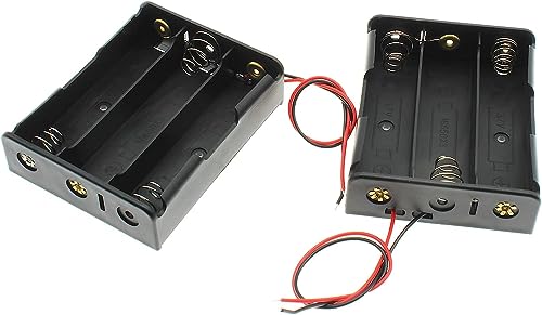 Image of QBM 18650 Battery Case Holder with Lead Wire Bundle 3.7V DIY Battery Storage Box in Series (Pack of 2) (3 Cell Holder) Multicolor