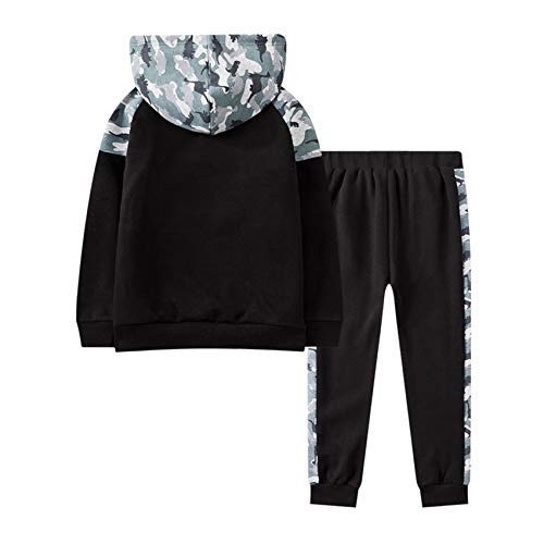Jobakids Boys Clothes Set 2 Piece Fleece Long Sleeve Hoodie Sweatshirt And Jogging Pants Camouflage Print Grey 6Y #TOP1