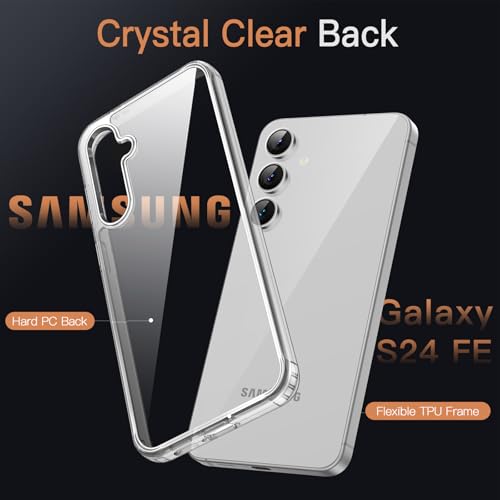 Image of JETech Cover Case for Samsung Galaxy S24 FE, Non-Yellowing Shockproof Bumper Protective Phone Cover, Anti-Scratch Hard PC Back (Clear)