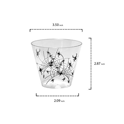 Party Essentials N92042-2 Disposable Plastic Halloween Party Cups/ Glasses, Spider Print, 9-Ounce., 40-Count #TOP1