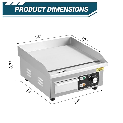 Image of Garvee 14 In Commercial Electric Griddle, Flat Top Grill Countertop Griddle