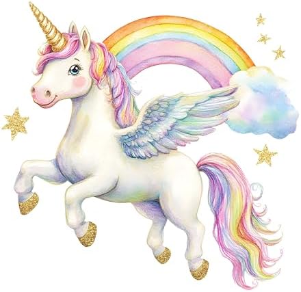 Large Unicorn Rainbow Wall Decals for Girls Bedroom Stickers,Larg...