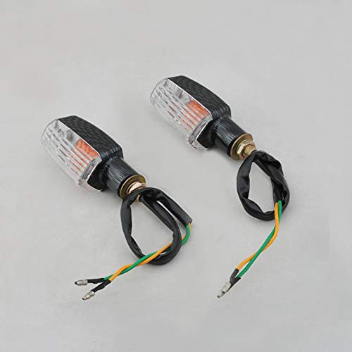 Rhegene Motorcycle 12V Orange Mini Turn Turning Signal Light Lamp Pair Left & Right White Carbon Fiber Shell Screws Size:10 mm