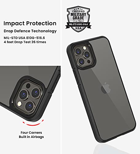 Image of Golden Sand for Apple iPhone 13 Pro Max Case - Ice Crystal Hybrid Scratch-Resistant, Shockproof Slim Back Cover, Transparent PC Military Grade TPU, Graphite Black