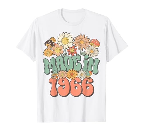Made In 1966 Daisy Hippie Groovy Wildflower 60th Birthday T-Shirt