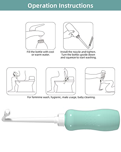 Bidé portátil de viaje Hibbent de 500 ml con boquilla extendida para higiene personal (2 uds) 5