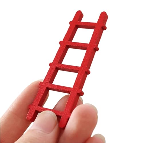 Échelle en bois miniature rouge pour maison de poupée et décoration intérieure