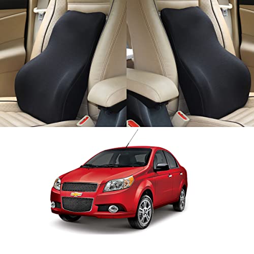 Image of Oshotto Air Fabric Lumbar Support for Office Chair | Back Pillow for Car | Memory Foam Orthopedic Cushion - Provides Low Back Support Compatible with Chevrolet Aveo (Black)