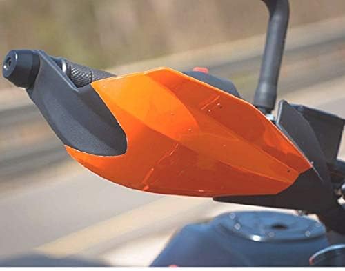 Favourite bikerz Pair of Motorcycle Handle Brush Bar Hand Guard Protector for KTM, Yamaha, Honda, Bajaj, Hero, Royal Enfield (Orange)