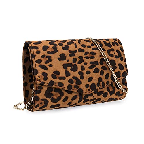 Ixebella Women Evening Bag Dressy Clutch Handbag Faux Suede Purse For Wedding (Leopard) #TOP3
