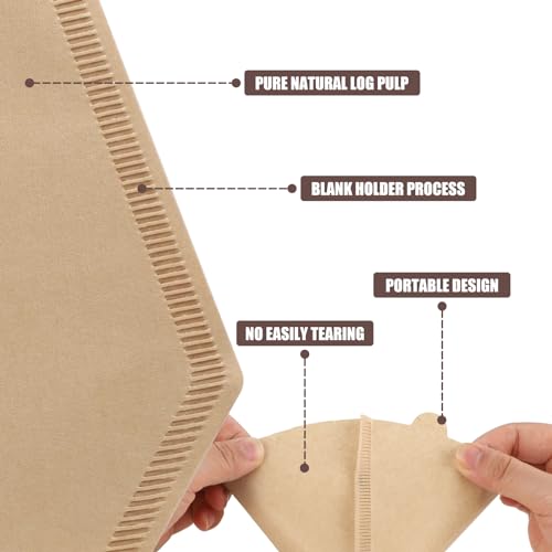 Image of Coffee Filters #2, 400Pcs Unbleached 2 Cone Filters Paper | Natural Wood Pulp, Disposable, Tear Resistant Coffee Filter for Pour Over and Drip Coffee Maker