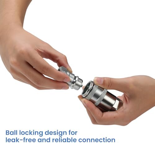 Solimeta 2 Sets 1/2" NPT Hydraulic Quick Connect Tractor Couplers with Dust Caps, ISO 5675 Ball Pioneer Style, Heavy-Duty Quick Disconnect Coupling - 3