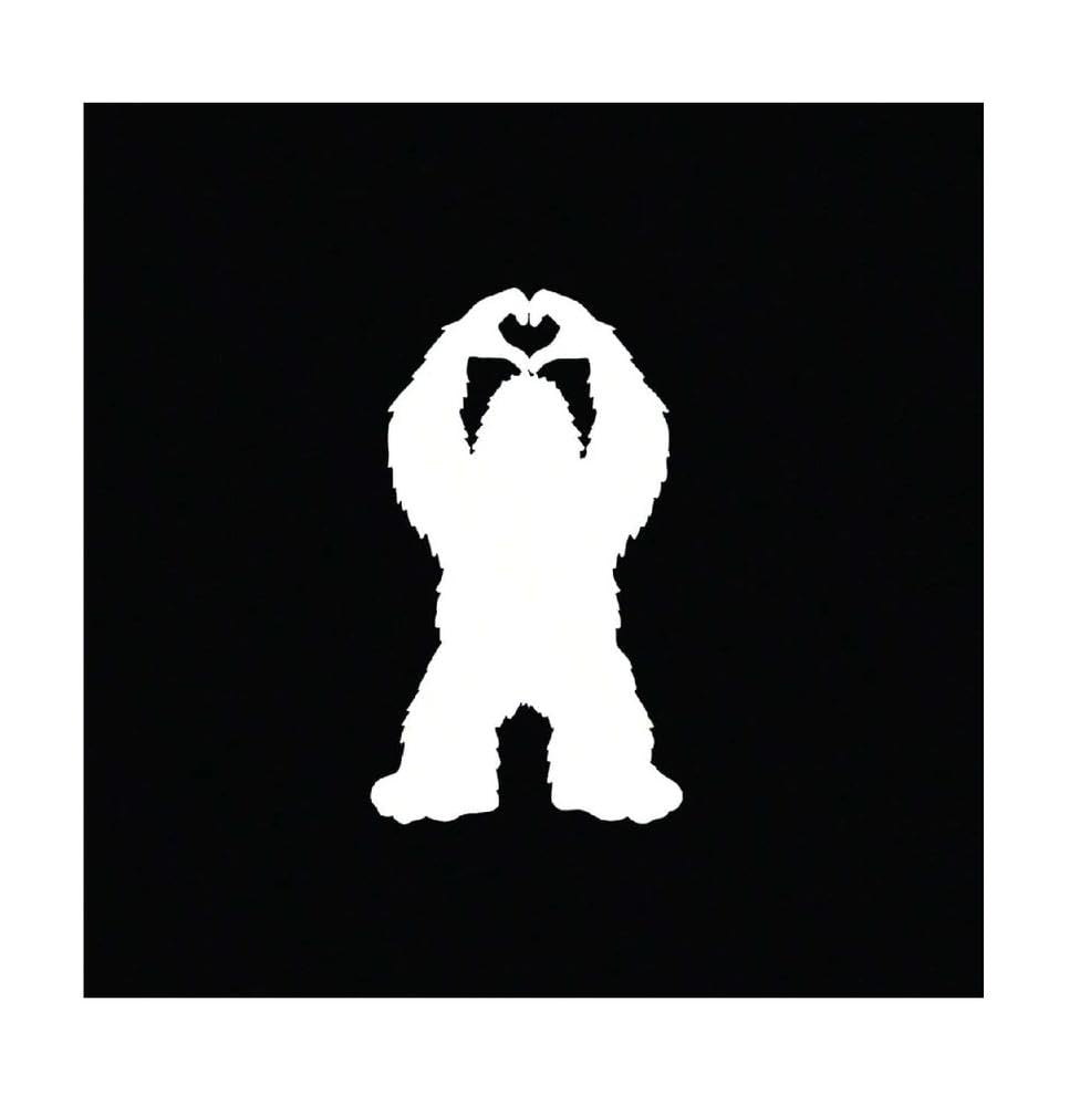 Tiny Bigfoot Heart Hands Vinyl Decal Sasquatch Hidden Car Sticke(White)