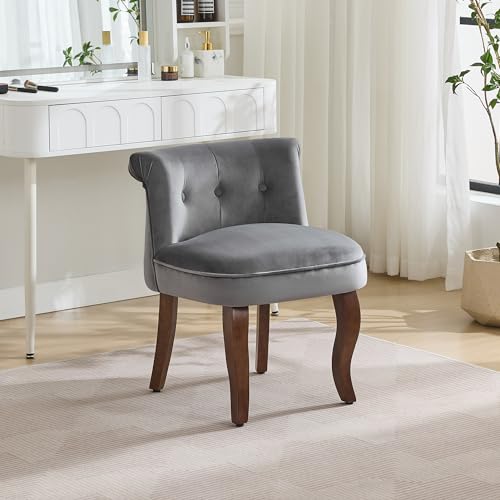 WUTUTUEE Velvet Vanity Chair with Back, Tufted Upholstered Vanity Stool