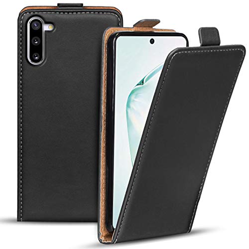 Verco Flip Cover für Samsung Galaxy Note 10 Hülle, Flipstyle Schutzhülle für Samsung Note 10 Hülle Kunstleder Tasche vertikal klappbare Handyhülle, Schwarz