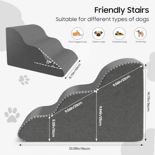 Escalier pour petits chiens mousse haute densité avec housse imperméable lavable - 3