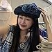 Busnos Beret Hat for Women French Artist Painter Beret Fashionable Cute Flower Denim Sun Hat Dark Blue Woman's French Denim Hats Gift