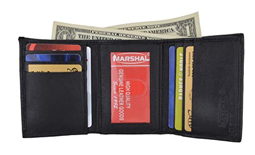MARSHAL Trifold Lambskin Leather Wallet with ID and Credit Card2